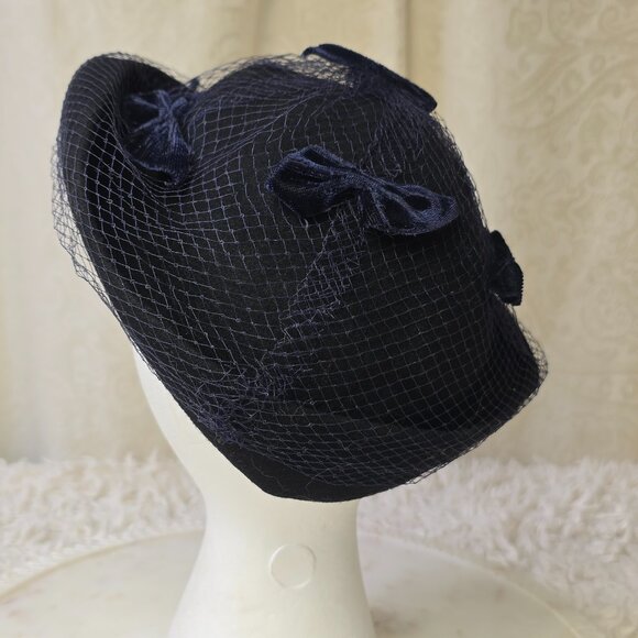 Vintage Wool Fascinator Hat From The 1940's - Picture 5 of 12
